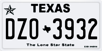 TX license plate DZO3932