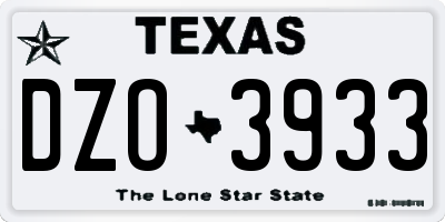 TX license plate DZO3933