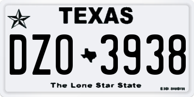 TX license plate DZO3938