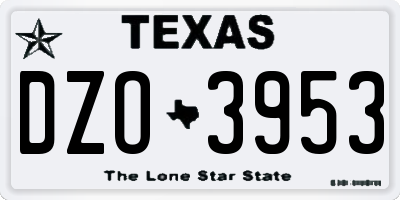TX license plate DZO3953