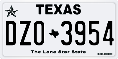 TX license plate DZO3954