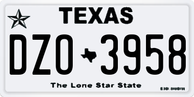 TX license plate DZO3958