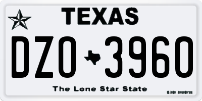 TX license plate DZO3960