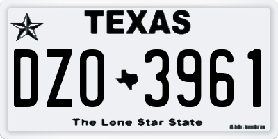 TX license plate DZO3961
