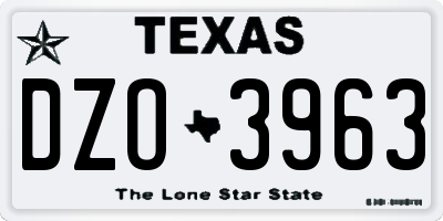 TX license plate DZO3963