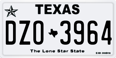 TX license plate DZO3964