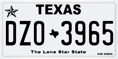 TX license plate DZO3965