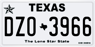 TX license plate DZO3966