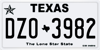 TX license plate DZO3982