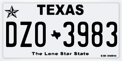 TX license plate DZO3983