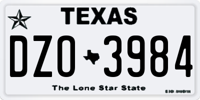 TX license plate DZO3984