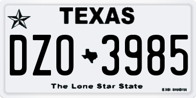 TX license plate DZO3985