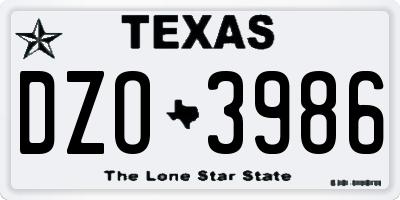 TX license plate DZO3986
