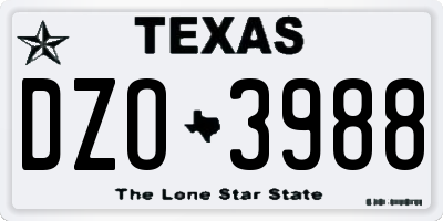TX license plate DZO3988