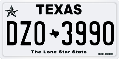 TX license plate DZO3990