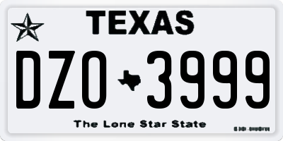 TX license plate DZO3999