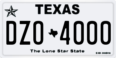 TX license plate DZO4000
