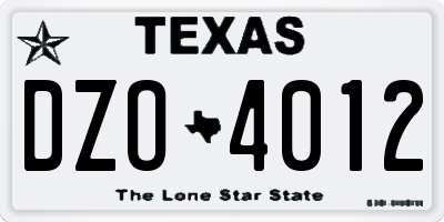 TX license plate DZO4012