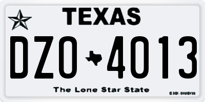 TX license plate DZO4013