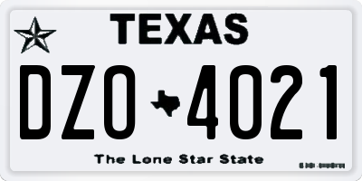 TX license plate DZO4021