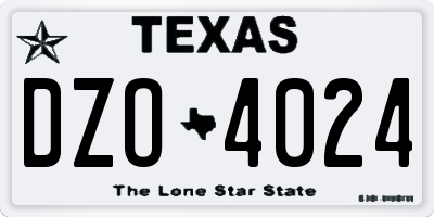 TX license plate DZO4024