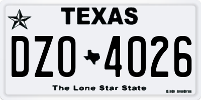 TX license plate DZO4026