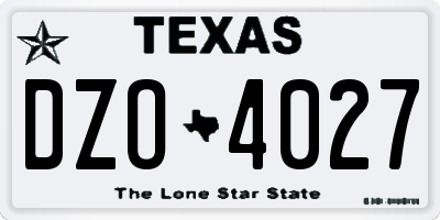 TX license plate DZO4027
