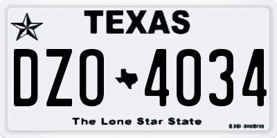 TX license plate DZO4034