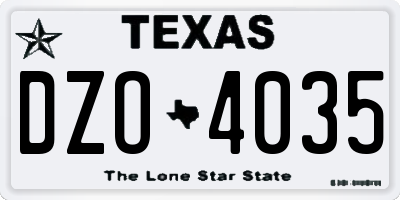 TX license plate DZO4035
