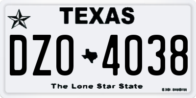 TX license plate DZO4038