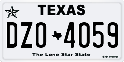 TX license plate DZO4059