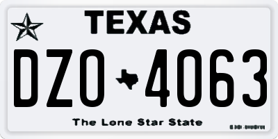 TX license plate DZO4063