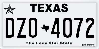 TX license plate DZO4072