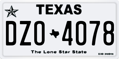 TX license plate DZO4078