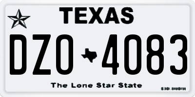 TX license plate DZO4083
