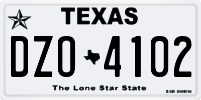 TX license plate DZO4102