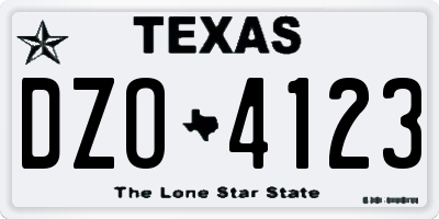 TX license plate DZO4123