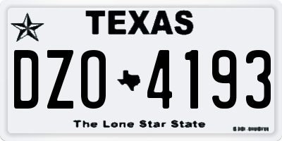 TX license plate DZO4193