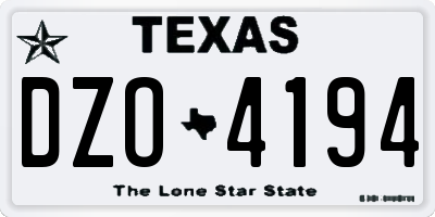 TX license plate DZO4194