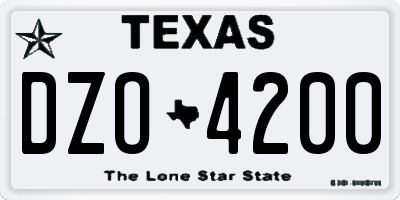 TX license plate DZO4200