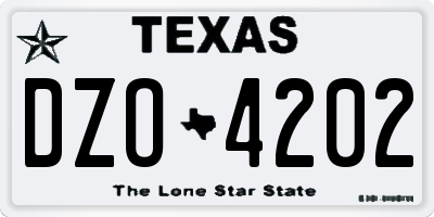 TX license plate DZO4202