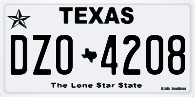 TX license plate DZO4208
