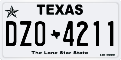TX license plate DZO4211