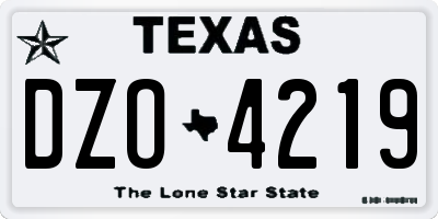 TX license plate DZO4219