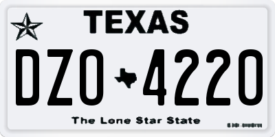 TX license plate DZO4220