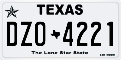 TX license plate DZO4221