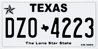 TX license plate DZO4223