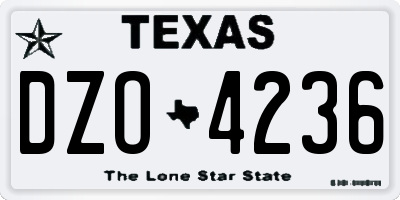 TX license plate DZO4236