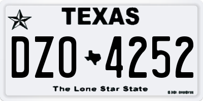 TX license plate DZO4252