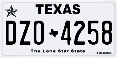 TX license plate DZO4258